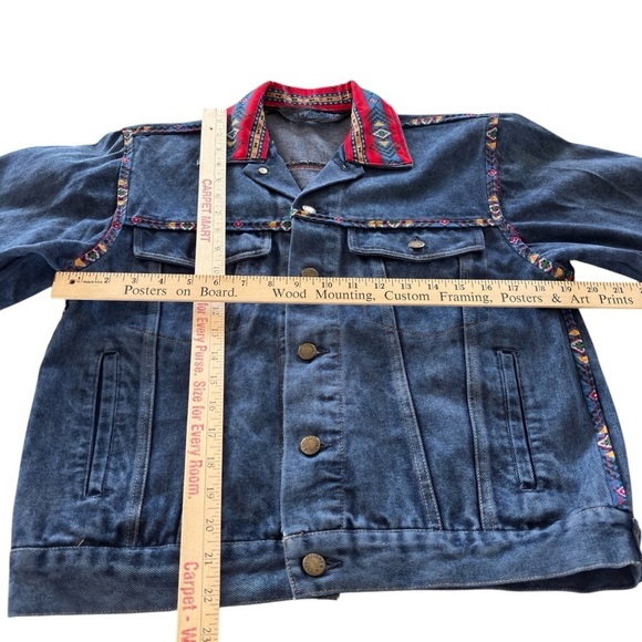 Vintage Denim Jean Trucker Jacket Womens Small Aztec Western Rodeo Southwestern - Picture 4 of 12